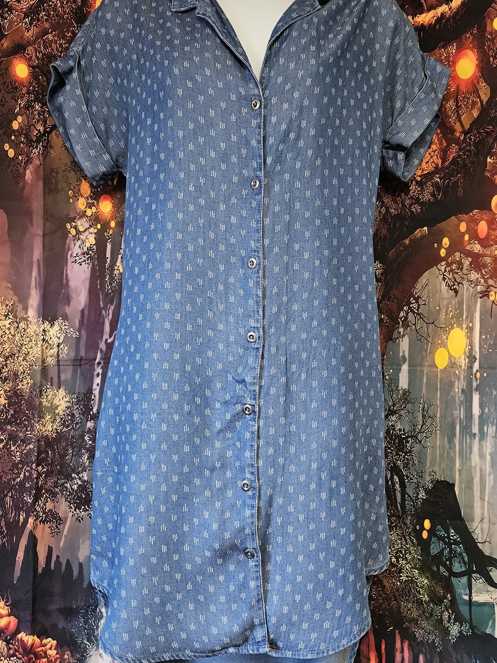 Max Jeans Blue Patterned Shirt Dress